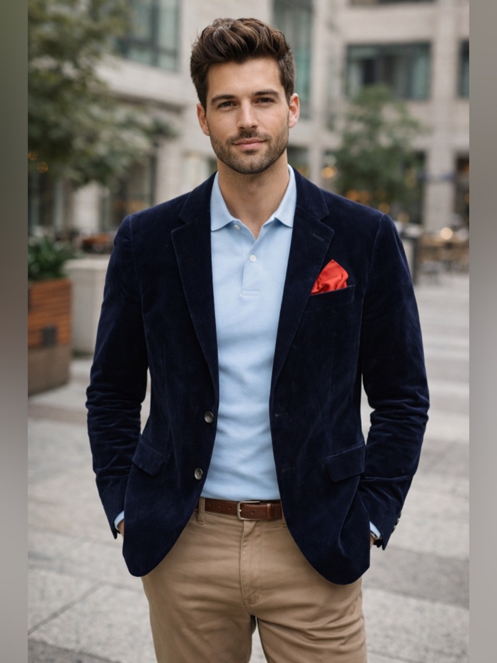 JF J.Ferrar 38R Velvet Navy Sport Coat